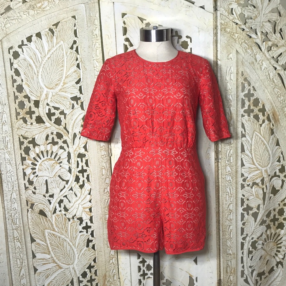 Orange Lace Romper